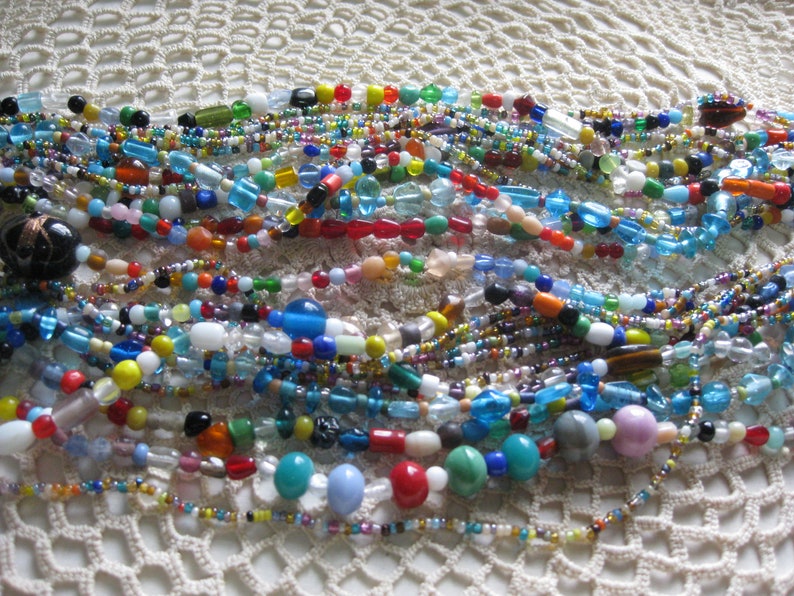 G15--One Dozen Glass Bead Mardi Gras necklaces from a New Orleans Carnival Parade