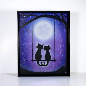 開店記念セール！ Stargazing of Silhouette Frame, in Canvas 8x8 Painting Cat その他