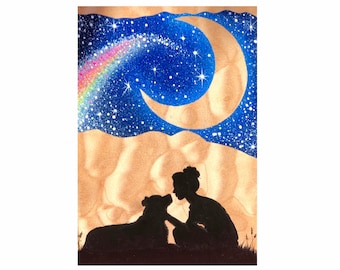 Custom Silhouette Painting on Exotic Flamed Maple reclaimed guitar wood, Personalized, Original Artwork