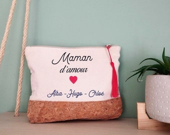 Trousse Maman Chérie avec prénoms personnalisables- CADEAU personnalisé Fête des mères mamans