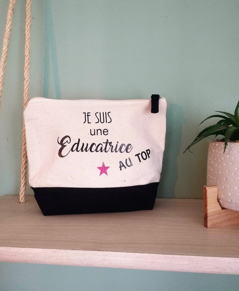 Pencil case I am an educator at the top beige customizable gift image 1