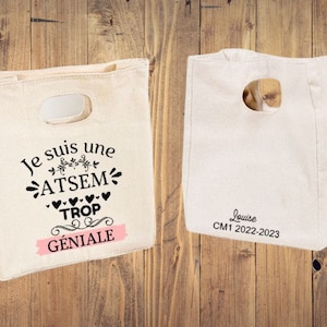 Sac Lunch bag isotherme SUPER ATSEM personnalisable Cadeau fin d'année scolaire école