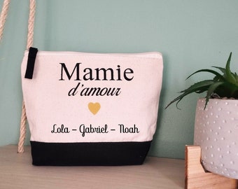 Trousse Mamie D'amour avec prénoms personnalisables- CADEAU personnalisé Fête des mamies grand-mères