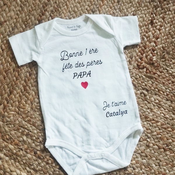 Baby bodysuit Dad gift First Father's Day with customizable first name 3 6 9 or 12 MONTHS
