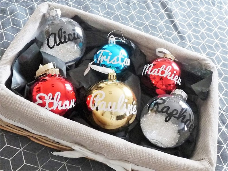 Boule de Noel avec prénom personnalisé décoration sapin Etsy
