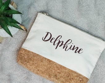 Large bag bag pouch with customizable name - makeup bazaar gifts christmaid
