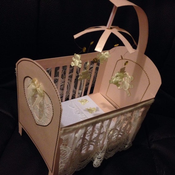 Pink Baby Cot in a Box With Name and Date of Birth Made to Etsy