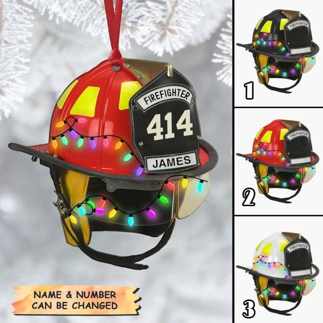 Personalized Firefighter Helmet Ornament Custom Firefighter Etsy
