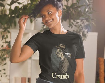 Camiseta unisex negra de manga corta con ilustraciones de R. Crumb