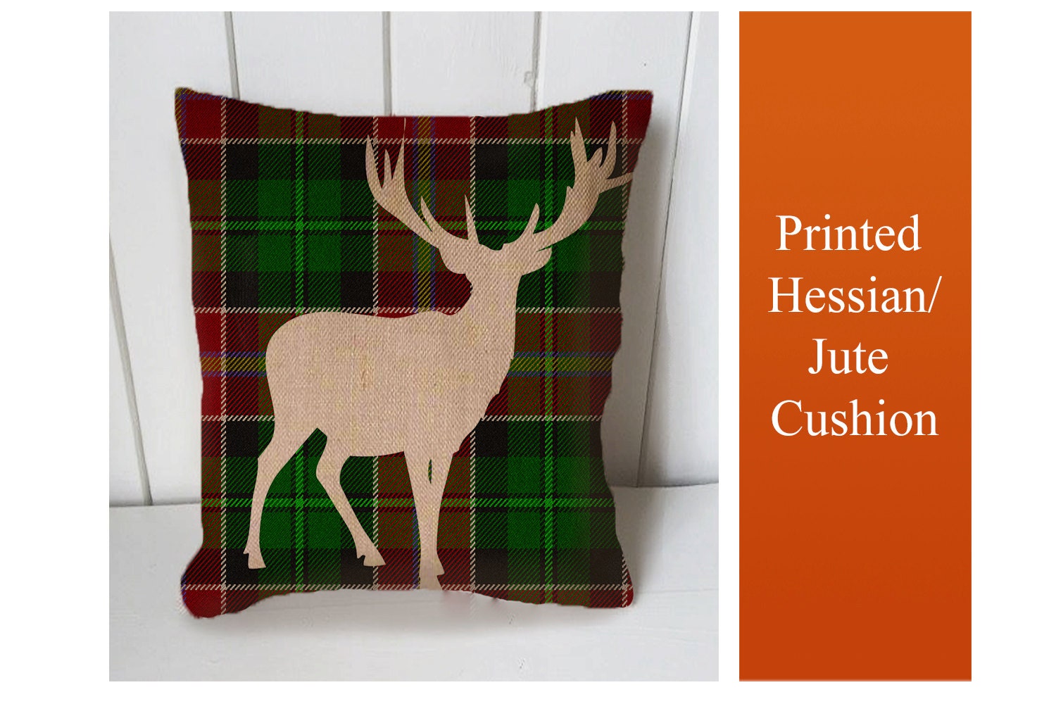 Stag Deer Tartan Cushion Fabric Panel or Case or With Etsy Canada
