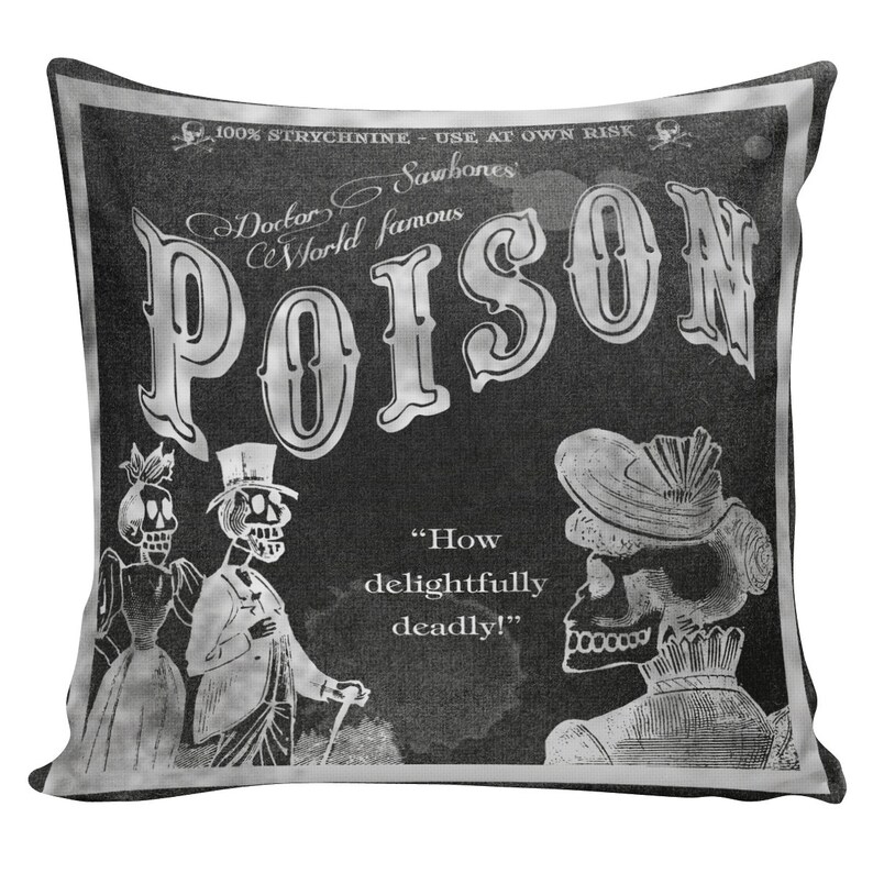 Halloween Decor Cushion Pillow Skeleton Strychnine Poison Etsy