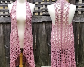 Boho Summer Swimsuit Coverup | Beach Vest | Crochet Cover Up | Made to Order Color of Choice