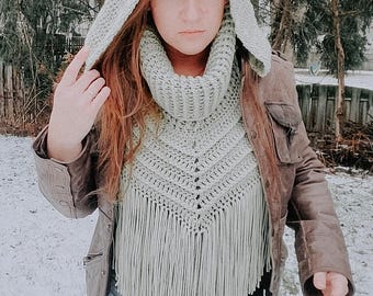 Artemis Over-Sized Hooded Fringe Scarf | Made to Order In Size and Color of Choice