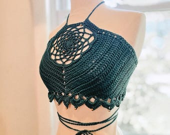 Crochet Dream Weaver Festival Top | Summer Crop Top | Festival Fashion | Beach Wear | Made To Order in Color and Size of Choice