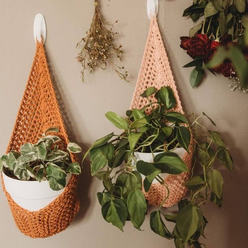 Wall Plant Holders | Hanging Planters | Crochet Home Decor | Hanging Pot Holders for Plants and Gardening  | Indoor Garden Decor