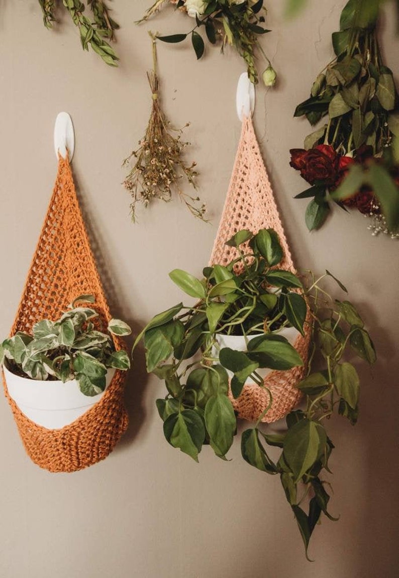 Wall Plant Holders | Hanging Planters | Crochet Home Decor | Hanging Pot Holders for Plants and Gardening  | Indoor Garden Decor 