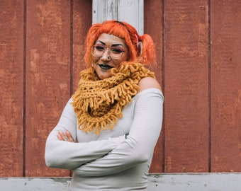 Fringe Cowl Scarf | Cozy Fall Cowl |  Circle Scarf | Serendipity As Always Collection