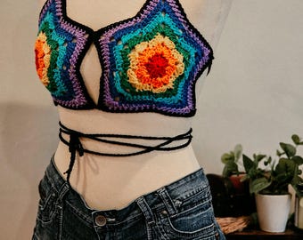 Star Bikini Top | Boho Star Bralette | Sexy Star Halter Top | Made to Order Choose Your Color | Crochet Mermaid Bra | Mermaid Top