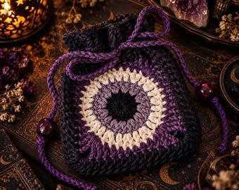Evil Eye Pouch | Evil Eye Rune Pouch | Crystal Pouch | Crocheted Evil Eye Satchel | Made to Order |