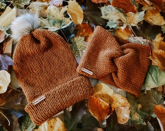 Slouchy Ribbed Knit Beanie Hat | Knit Headband Ear Warmer | Made to Order | Multiple Color Options