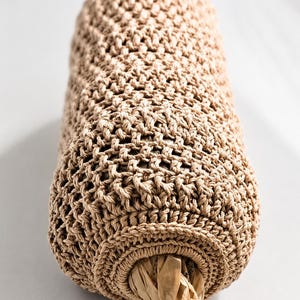 Handmade Crochet Grocery Bag Holder | Plastic Bag Dispenser | Farmhouse Kitchen Storage | Hanging Mesh Bag Organizer | Reusable Bag Holder image 3