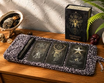 Pewter Grey Color Velvet Tarot Wrap | Oracle Mat | Tarot Spread Velvet Roll up Mat | Ready to Ship Tarot Oracle Deck Wrap with Pocket