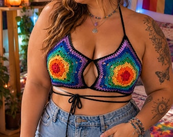 Star Bikini Top | Boho Star Bralette | Sexy Star Halter Top | Made to Order Choose Your Color | Crochet Mermaid Bra | Mermaid Top