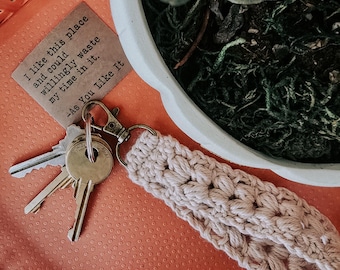 Keychain Wristlet | Handmade Wristlet | Crocheted Wristlet | Made to Order Choose Your Colors | Woman's Wrist Keychain