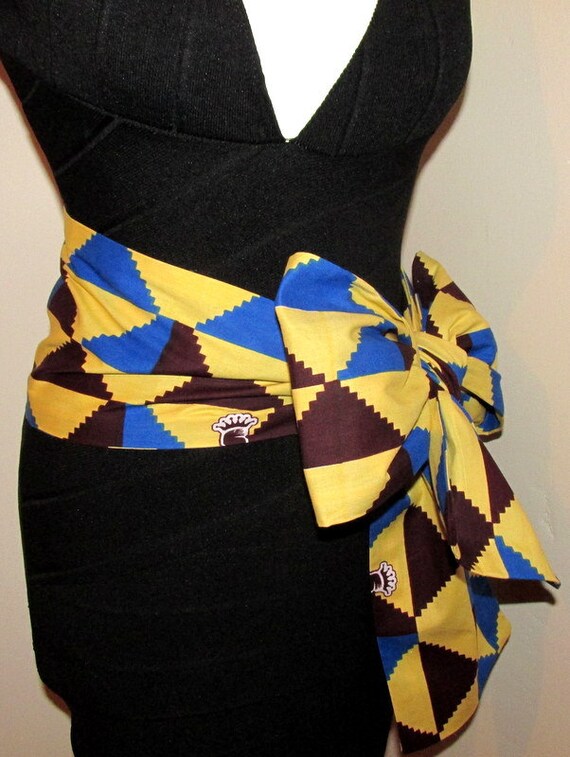 One size fit UK sizes 810 and 12 Africa kente PRINT wax fabric African Obi wash sash belt