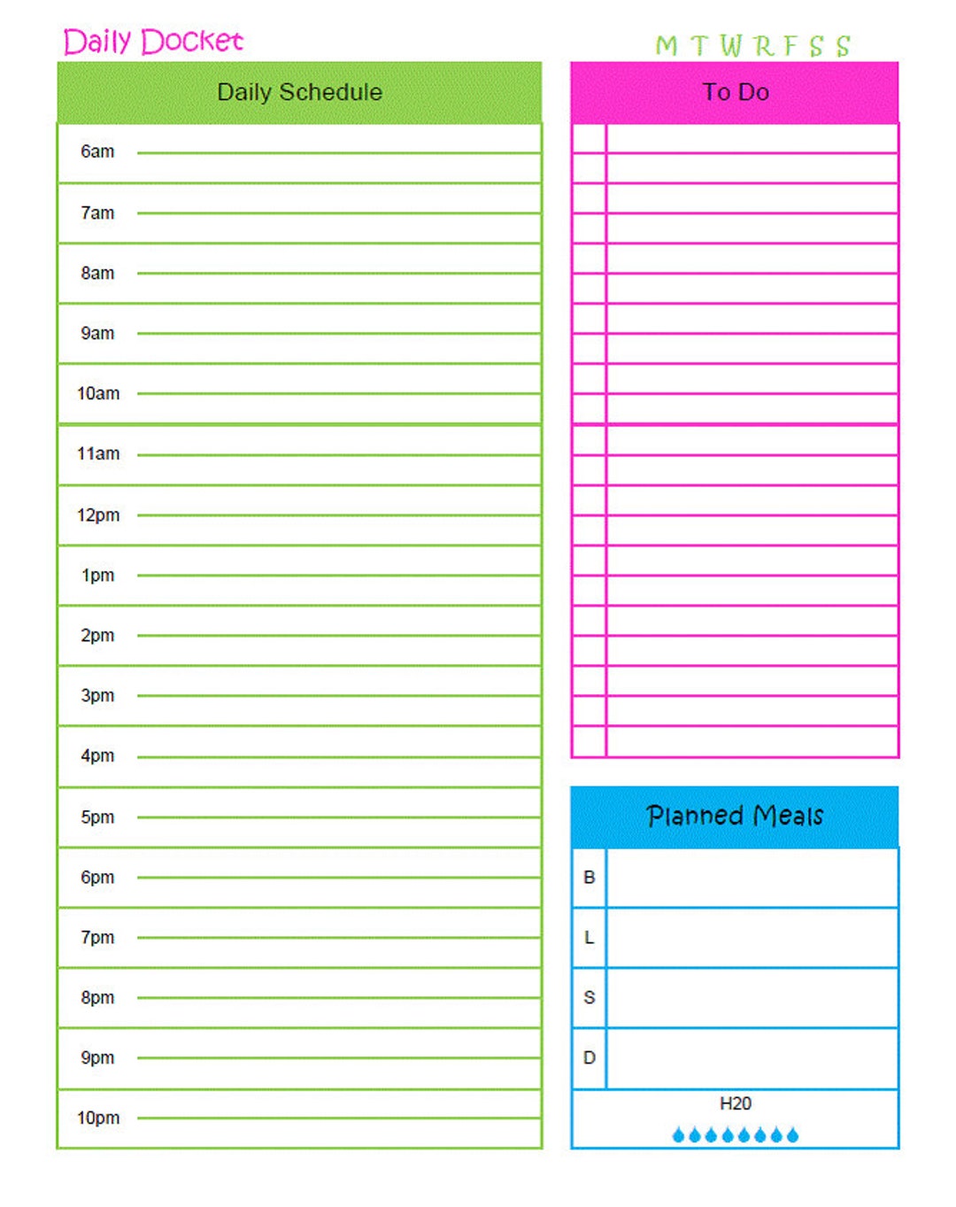 Printable Daily Docket - Etsy