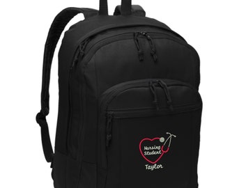Personalized Nursing Student Backpack - Embroidered.  Custom Nursing Student Laptop Backpack Bag. Nursing Student Gift. N2. BG204