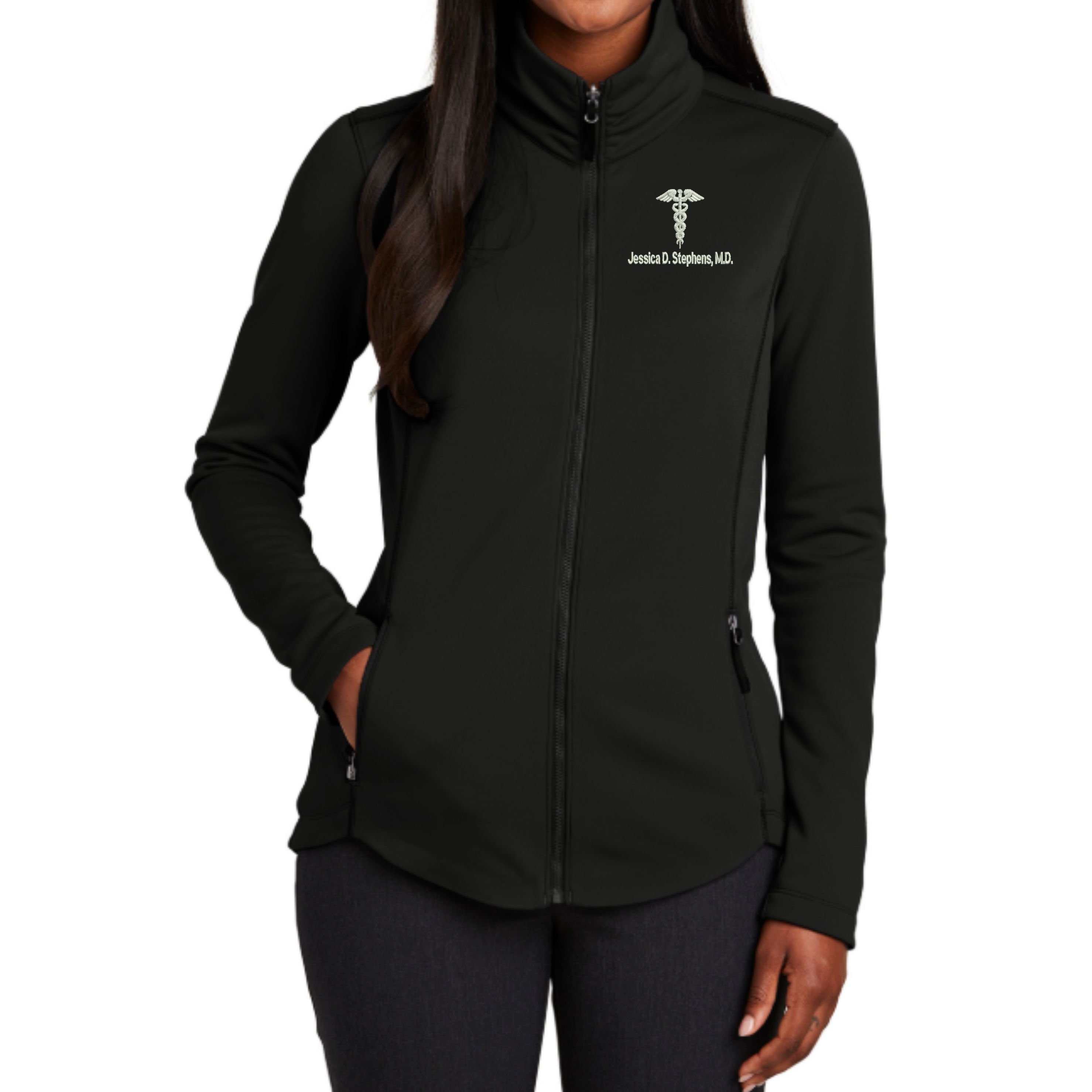 Personalized Doctor M.D. Full Zip Fleece Jacket Embroidered