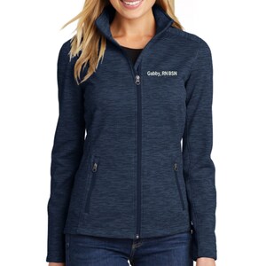 Personalized RN Nurse Full Zip Fleece Jacket With Pockets - Embroidered.  Rn Bsn Digi Stripe Fleece Jacket. Lpn Fleece Jacket. RN 4A L231
