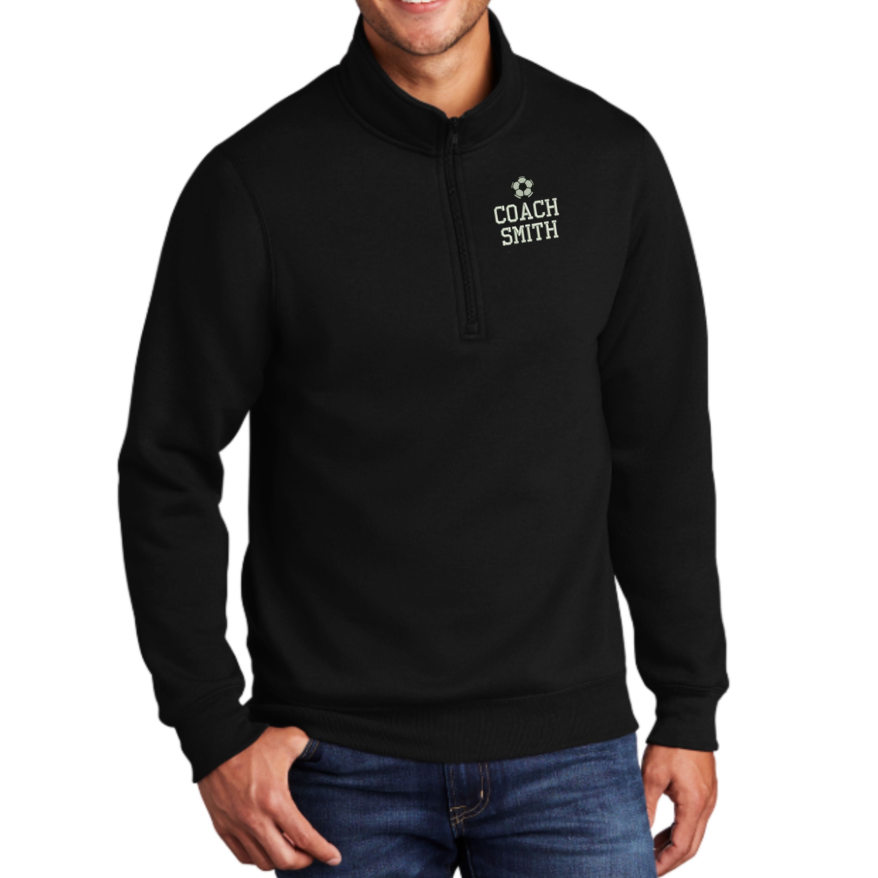 Personalized Soccer Coach Fleece Quarter Zip Pullover Etsy