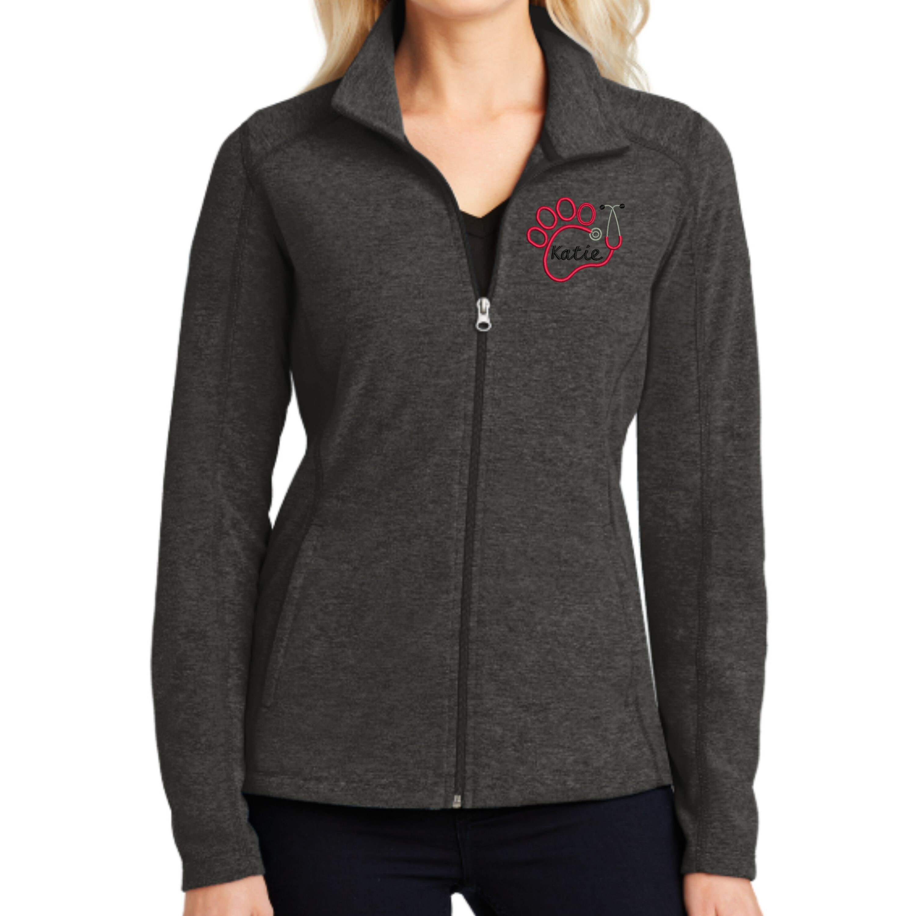 Vet Tech Fleece Full Zip Jacket. Vet Tech Paw Stethoscope Etsy