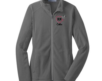 RN Heart Stethoscope Full Zip Fleece Jacket. Microfleece Jacket. Nurse Jacket. Nurse Graduation Gift. Registered Nurses Jacket. L223