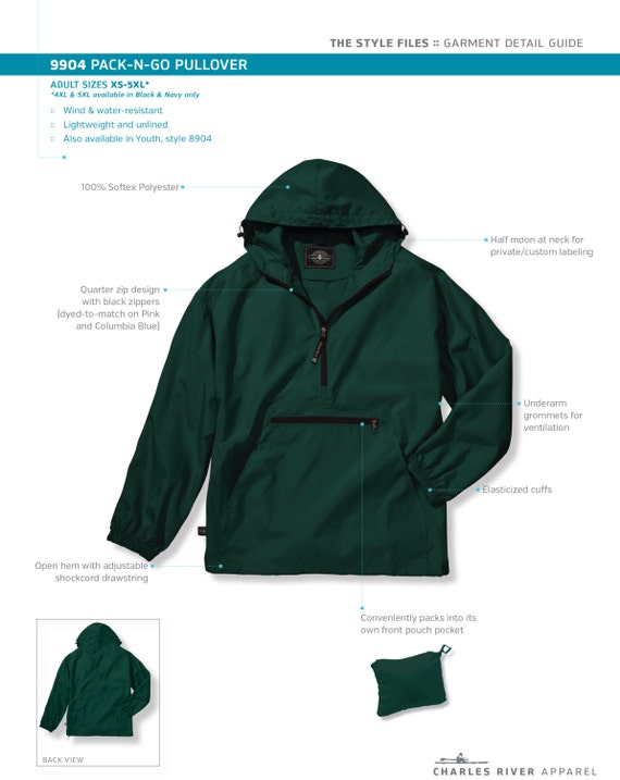 Charles River Rain Jacket Youth Size Chart