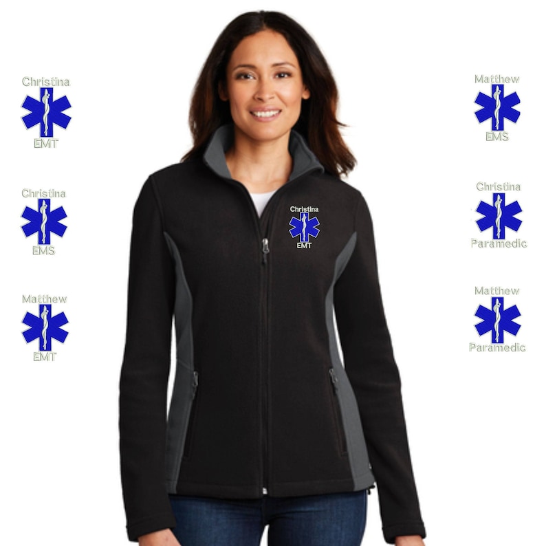 Personalized EMT EMS Paramedic Full Zip Fleece Jacket Etsy