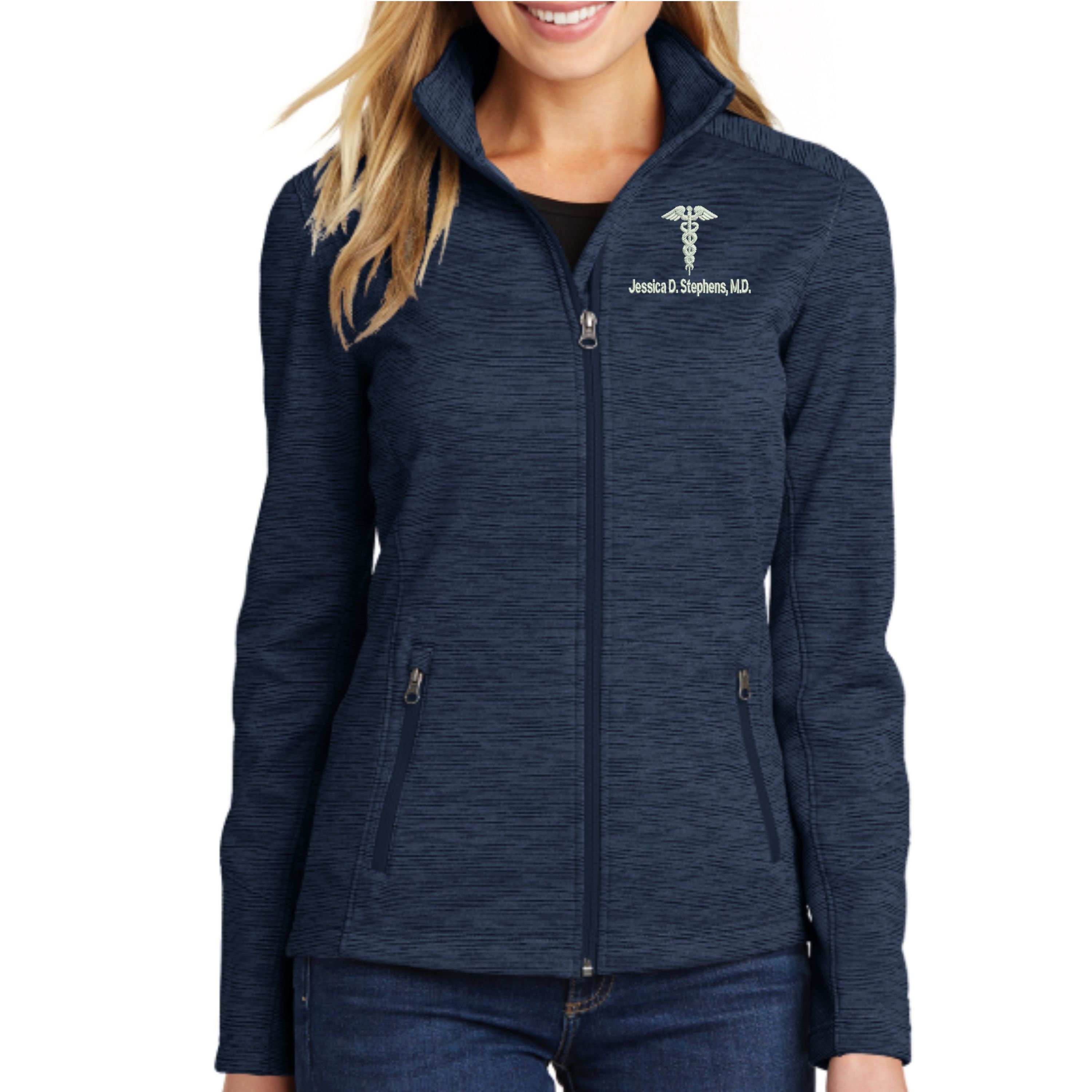 Personalized Doctor M.D. Full Zip Fleece Jacket With Pockets Etsy