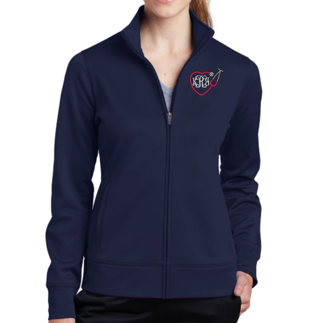 Monogrammed Nurse RN Fleece Full Zip Jacket With Pockets - Etsy