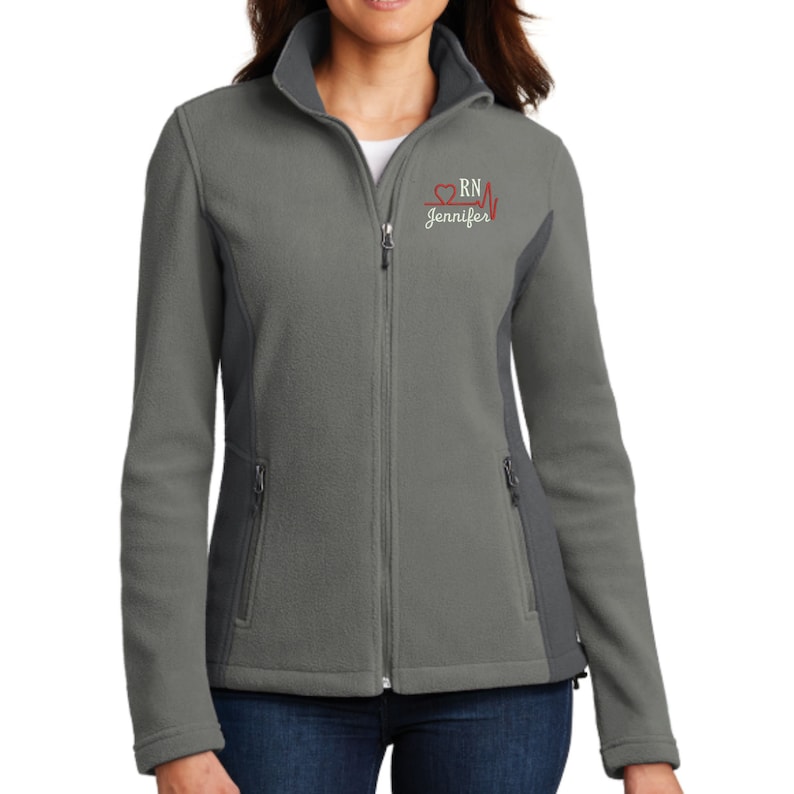Nurse Full Zip Fleece Jacket With Pockets Embroidered. RN Etsy