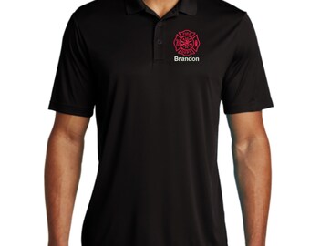 Personalized Firefighter Golf Polo Shirt - Embroidered. Custom Firefighter Moisture Wicking Polo. Fireman Golf Polo. Firefighter Gift. ST550