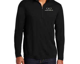 Personalized Optometrist Quarter Zip Pullover - Embroidered.  Custom Optometrist Tri-Blend Wicking Quarter Zip Pullover. ST407