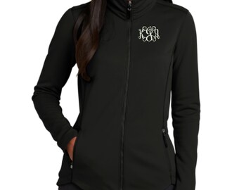 Monogrammed Full Zip Fleece Jacket With Pockets - Embroidered.  Custom Monogrammed Smooth Fleece Jacket. Monogram Jacket For Her. L904