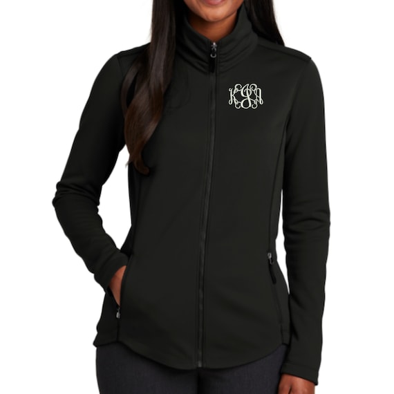 Monogrammed Full Zip Fleece Jacket With Pockets - Embroidered.  Custom Monogrammed Smooth Fleece Jacket. Monogram Jacket For Her. L904