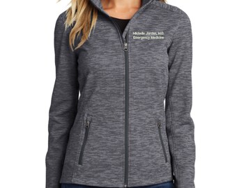 Personalized Emergency Medicine Full Zip Fleece Jacket With Pockets - Embroidered.  ER Doctor Digi Stripe Fleece Jacket. EM 1A. L231