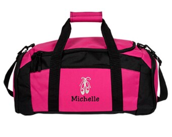 Personalized Ballet Shoes Duffle Bag - Embroidered.  Customized Ballet Dancer Gym Bag.  Ballet Class Duffle Bag.  Ballet Class Gift. BG970