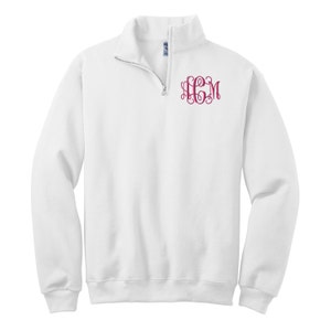 Monogrammed Quarter Zip Pullover Sweatshirt - Embroidered.  Personalized Monogrammed Quarter Zip Sweatshirt. Cadet Collar Sweatshirt. 995MR
