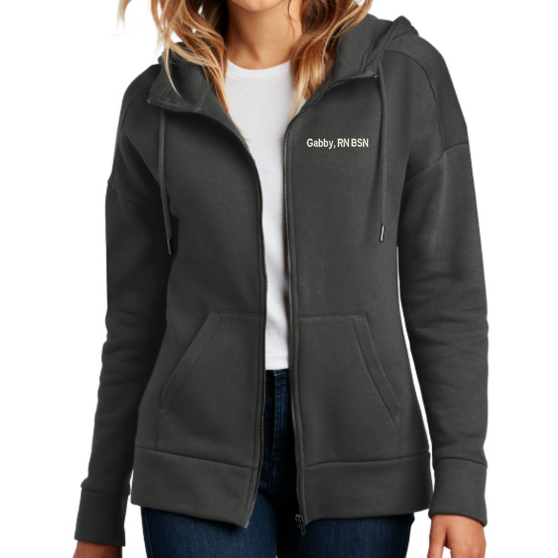 Personalized RN Nurse Full Zip Fleece Hoodie Embroidered. Etsy