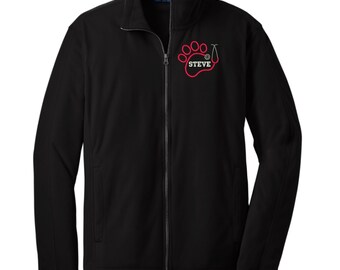 Vet Tech Full Zip Fleece Jacket.  Paw Stethoscope Microfleece Jacket. Vet Tech Jacket.  Vet Tech Zip Up Jacket. Vet Tech Gift. F223